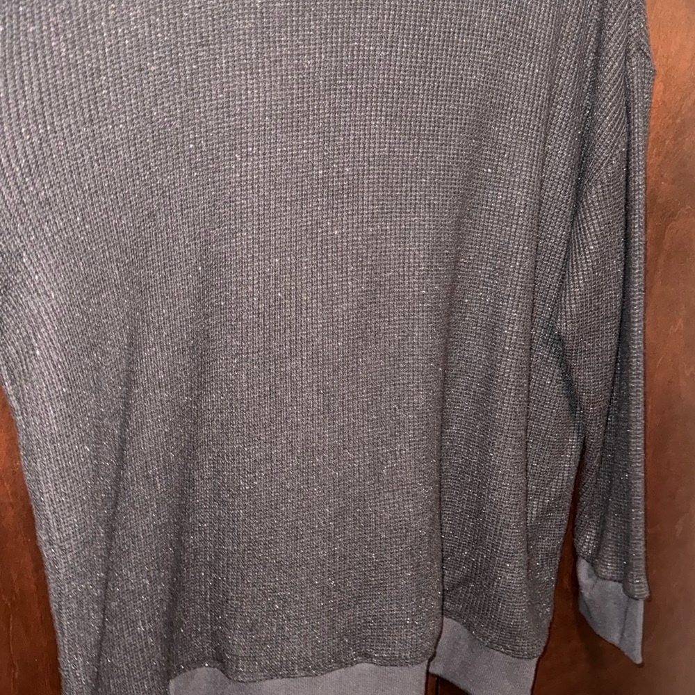 Adore Me Shimmer Gray/black Sweater with Ribbon Detail 2X - Picture 4 of 7